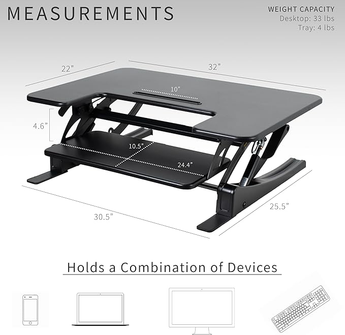VIVO 32 inch Height Adjustable Stand Up Desk Converter, V Series, Quick Sit to - Image 3