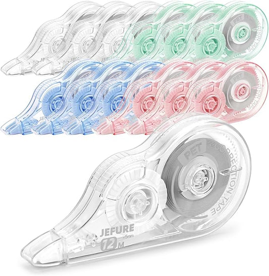 JEFURE 12 Pcs Colorful Core Correction Tape, 39.37 Ft White Wrong Out by JEFURE