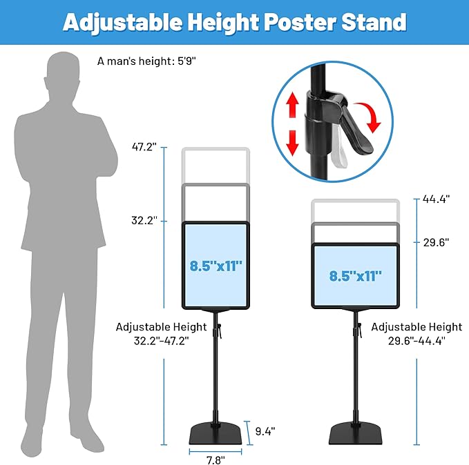 4Pack Sign Stand for Display 8.5 x 11, Adjustable Poster Stand for Table Top & - Image 3
