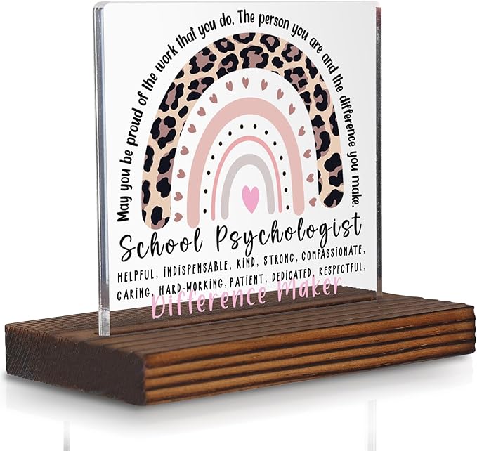 School Psychologist Appreciation Gift Desk Decor, Leopard Rainbow Difference by Pariveca