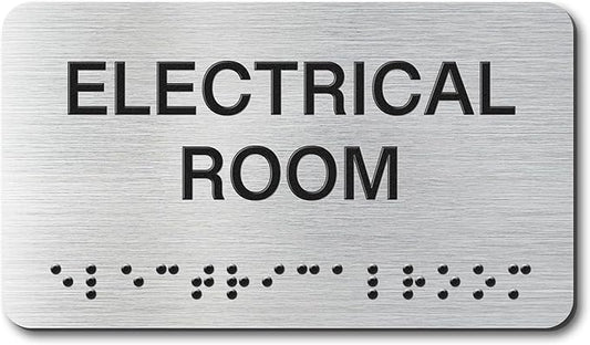 ELECTRICAL ROOM Signs with Raised Text & Grade 2 Braille, Brushed by EliteSign