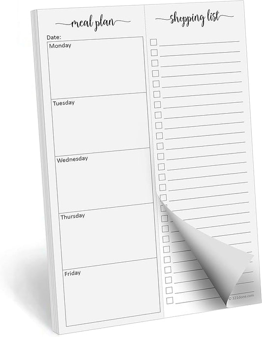 321Done Meal Planning Notepad, Made in USA, M-F Weekly Menu Planner & Grocery by 321Done