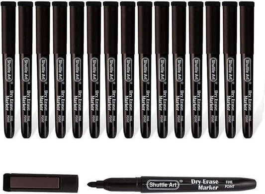 Shuttle Art Dry Erase Markers, 15 Pack Black Magnetic Whiteboard Markers by ShuttleArt