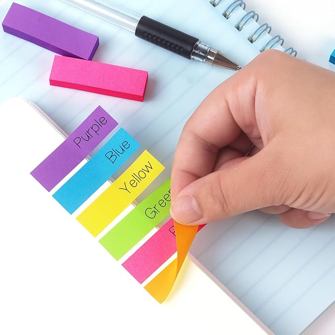 30 Pads 0.5x1.8 Sticky Notes Flags Tabs Page Markers 10 Bright Color Sticky - Image 6