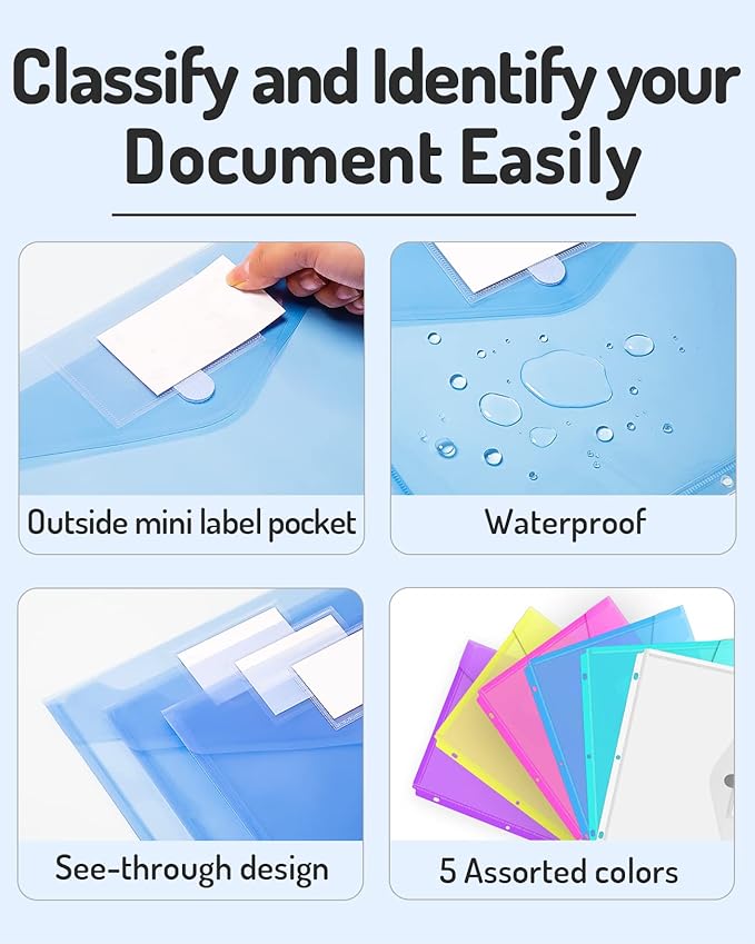 Forvencer Binder Pocket, 10 Pack Super Heavyweight Plastic Folders - Image 6