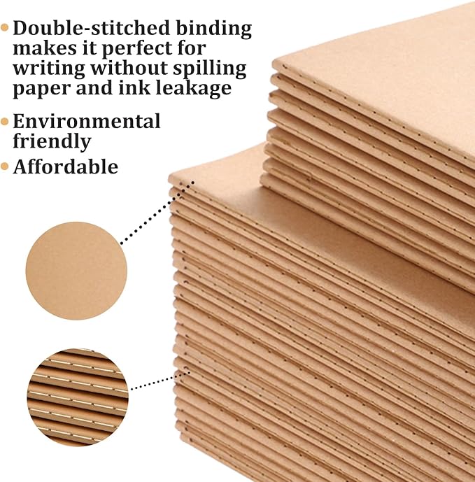 Bulk A5 Journal Notebook, Kraft Cover 60 Pages Lined Paper Journal - Image 6