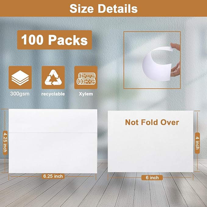Silunkia 100 Packs Blank White Note Cards and Envelopes 4 x 6 Heavyweight - Image 2