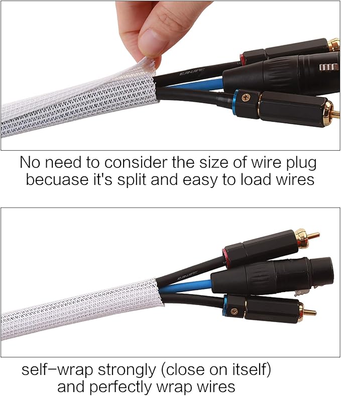 Alex Tech 25ft - 3/8 inch Cord Protector Wire Loom Tubing Cable Sleeve Split - Image 2