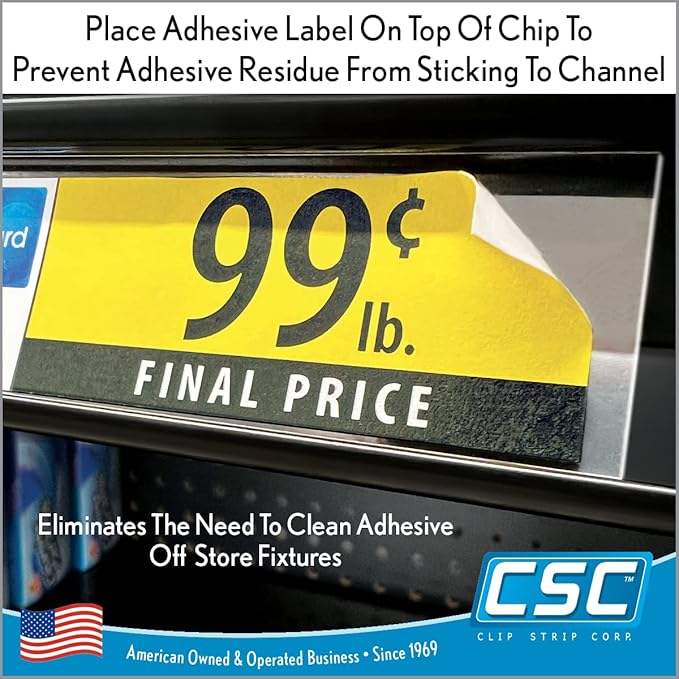 Clip Strip Corp. Price/Data Channel Label Holder Chips, 2.25" L x 1.25" H - Image 2