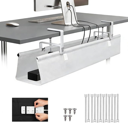 Oxford Cloth Under Desk Cable Management Tray, No-Drill 48" Desk Cable by Atrastout