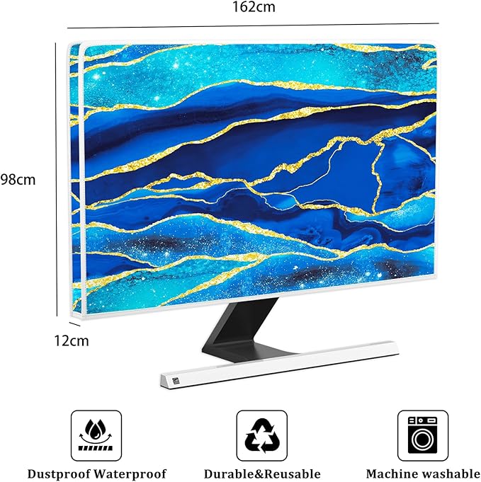 Baocicco Royal Blue Marble Waterproof TV Cover 70 Inch Creative Design Monitor - Image 2