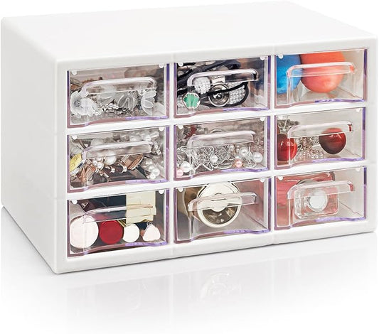 Desk Storage Organizer with 9 Drawers, FODIENS Stackable Desktop Craft Drawer by FODIENS