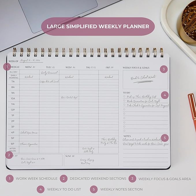 Merely Home Undated Weekly Business Planner | 8.25” x 11.75” ADHD Organizer | - Image 5
