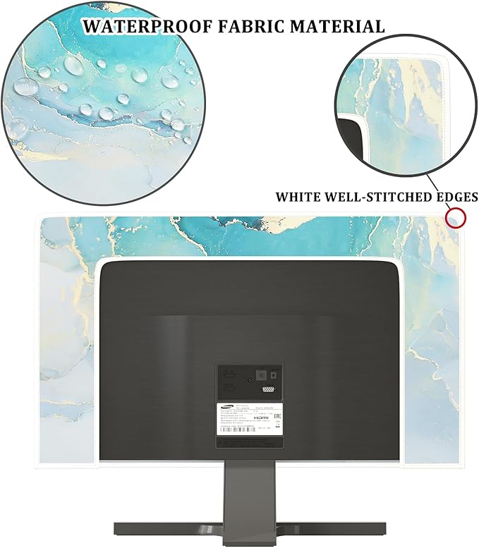 Baocicco Blue Green Marble Monitor Dust Cover 26, 28 Inch Creative Anti-Static - Image 3