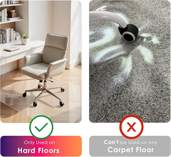Kuyal Clear Chair mat for Hardwood Floor 46 x 72 inches Transparent Floor Mats - Image 2