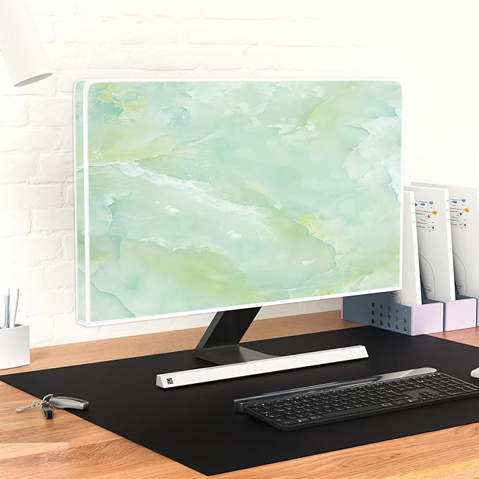 Baocicco Sage Green Marble Waterproof TV Dust Cover 58, 60 Inch Anti-Static - Image 6