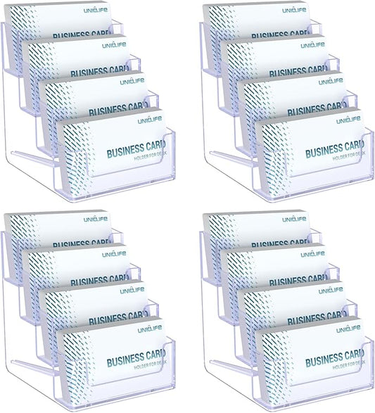 Uniclife 4 Pack Acrylic Business Card Holder by UnicLife