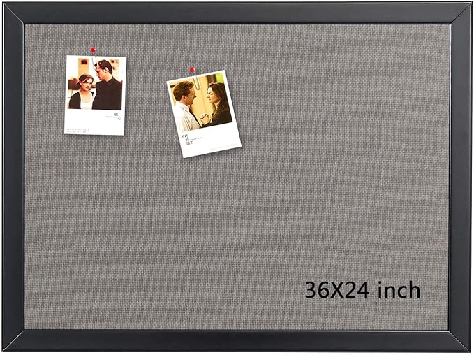 Bulletin Board 36 x 24 Inch, 100% Wood Framed Canvas Cork Board by GIDEAL