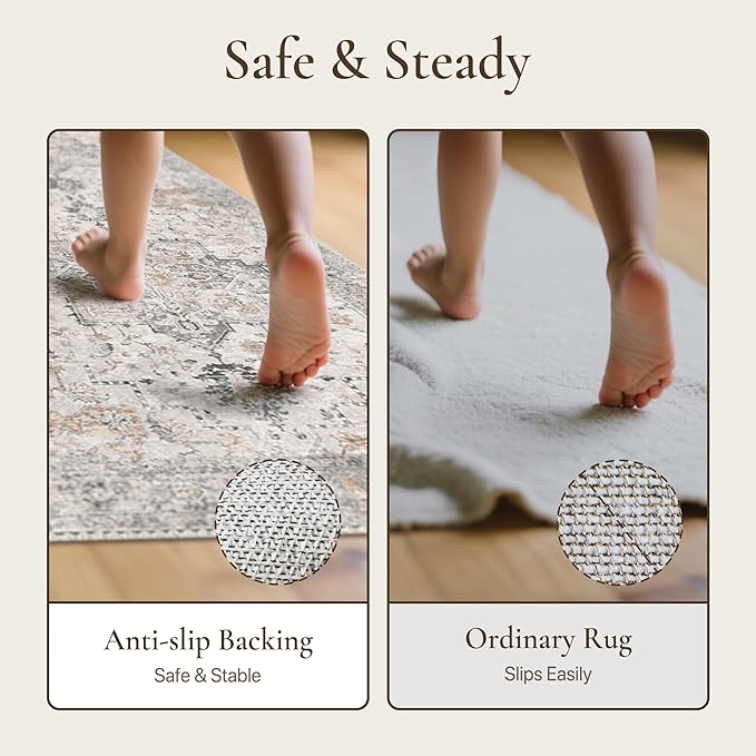 GENIMO 2'6''x16 Runner Rugs for Hallway, Machine Washable Non Slip Vintage Rugs - Image 4