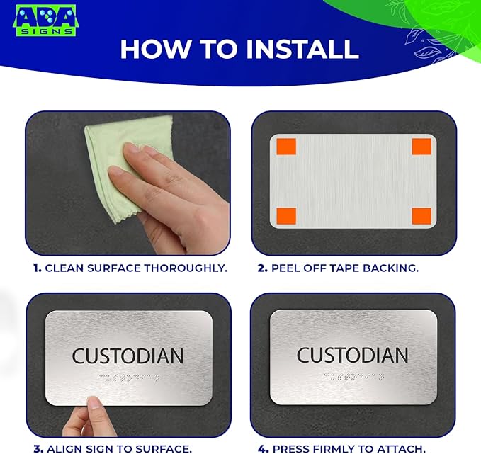 ADASigns Custodian Closet Sign 7" W x 4" H Durable Brushed Aluminum - Image 5
