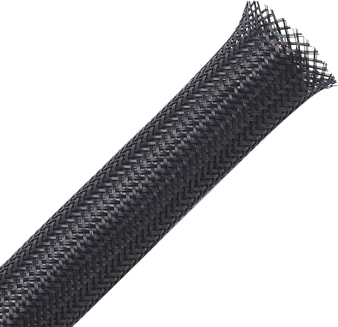 50ft - 1/4 inch & 1/2 inch PET Expandable Braided Sleeving – Black – Alex Tech by AlexTech