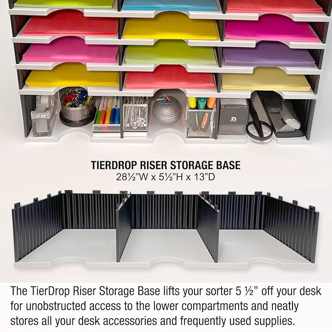 Desktop Organizer 6 Letter Tray Sorter Plus Riser Storage Base & 3 Supply - Image 4