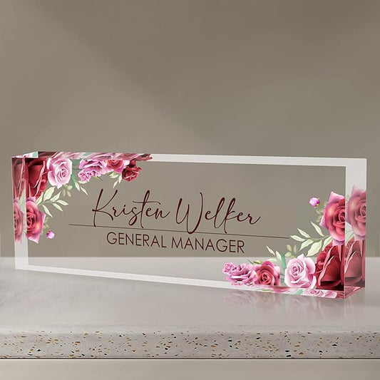 Personalized Name Plate for Desk, Custom Desk Name Plate, Acrylic Name Plate by EOBIBIFUN