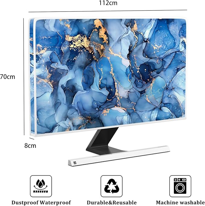 Baocicco Navy Blue Gold Marble Waterproof TV Dust Cover 45, 48 Inch Creative - Image 2