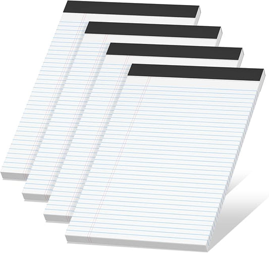 4 Pack Note Pads 8.5 x 11 White Legal Pads Narrow Ruled by NotePads