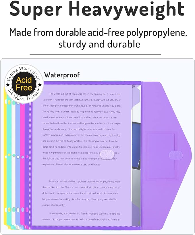 Forvencer Binder Pocket, 10 Pack Super Heavyweight Plastic Folders - Image 3