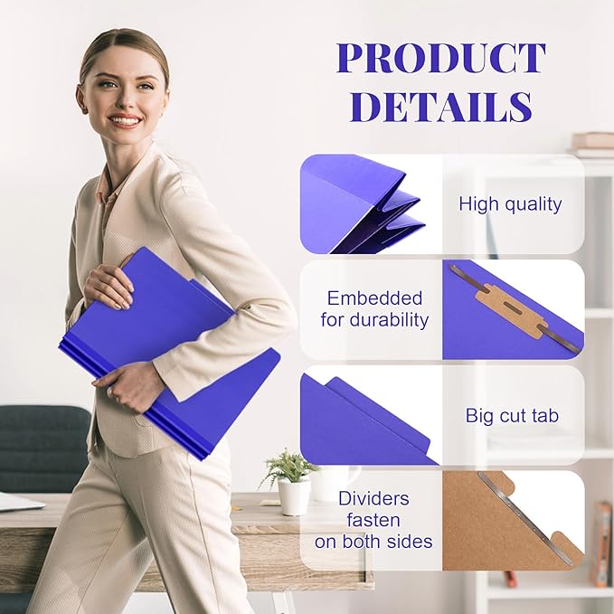 Skyygemm 60 Pcs Classification Folders Letter Size, 1 Divider Pressboard File - Image 3