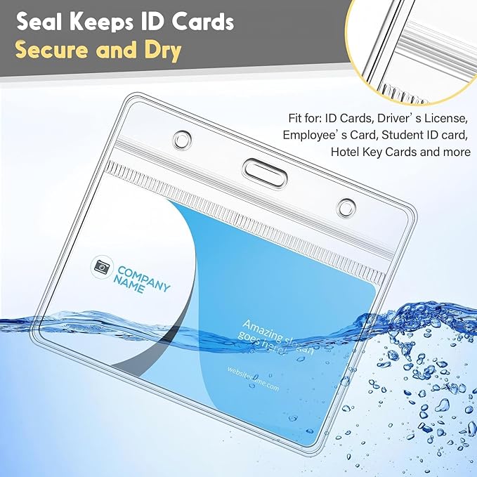 Marspark 200 Pieces Clear Plastic Horizontal Name Badge ID Card Holders - Image 3