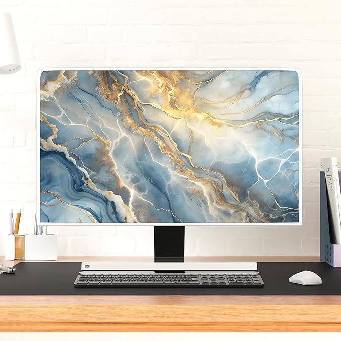 Baocicco Gold Blue Waterproof Computer Monitor Dust Cover 26, 28 Inch Modern - Image 4