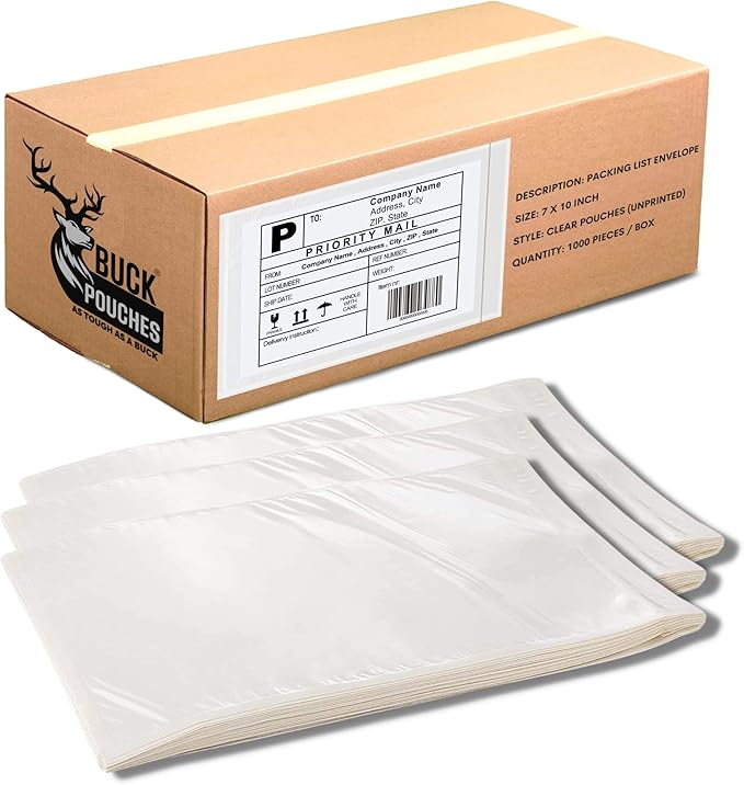 2000 Pack 7"x10" Shipping Label Sleeves – Clear Self-Adhesive Packing Slip by BuckUSA
