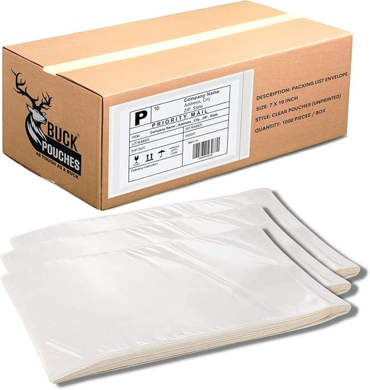 500 Pack 7"x10" Shipping Label Sleeves – Clear Self-Adhesive Packing Slip by BuckUSA
