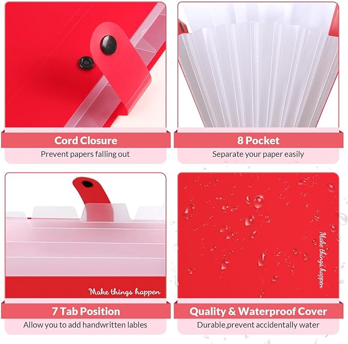 SKYDUE 8 Pockets Expanding File Organizer, Expandable File Folders - Image 4