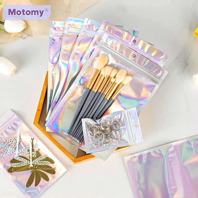 100Pcs Holographic Packaging Bags, 3.1x4.7 inch Resealable Foil Pouch Mylar - Image 7