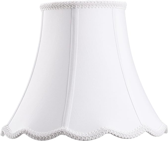 Bell Lamp Shade, Saangseon White Scalloped Lampshade Replacement, Lamp Harp by Saangseon