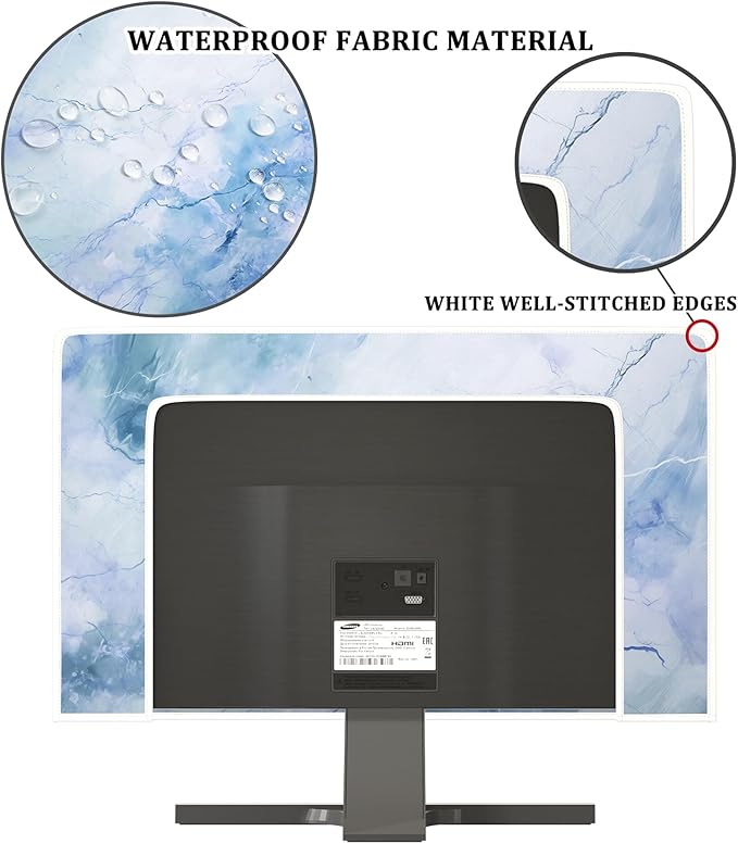 Baocicco Fashion Haze Blue Marble Computer Monitor Dust Cover 26, 28 Inch Full - Image 3
