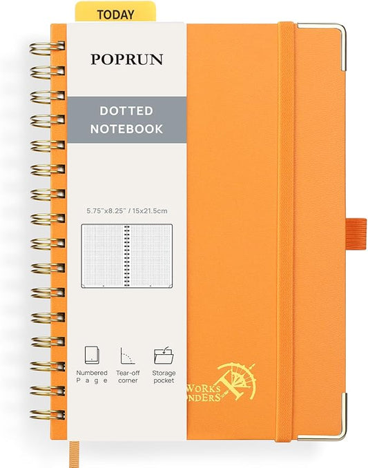 POPRUN Spiral Dotted Journal Notebook, by POPRUN