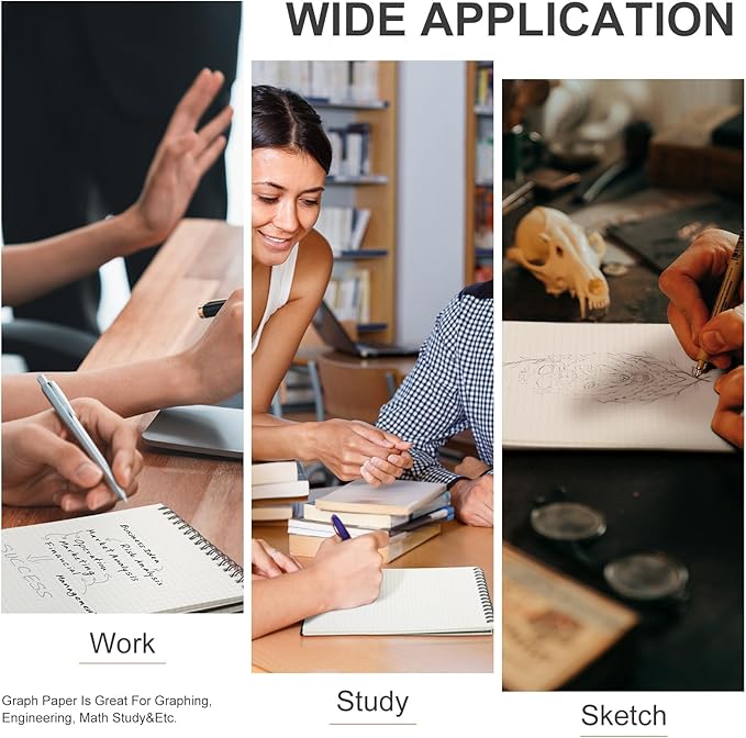 Engrowtic 4 Pack Graph Paper Spiral Notepad A5 Top Wirebound Notepad Grid - Image 4