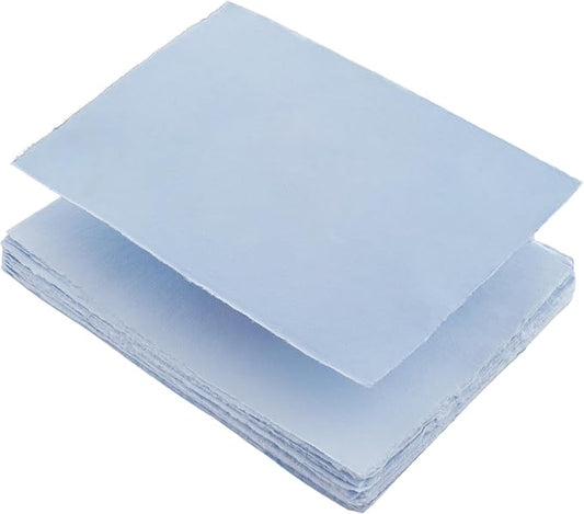 Wanderings 50 Pack Blue A6 Handmade Deckled Edge Cotton Paper by Wanderings