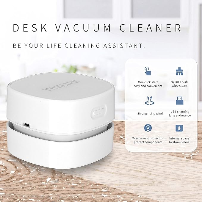 TRZLIFE Desk Vacuum Cleaner, Upgraded Mini Desktop Vacuum AA Battery More - Image 8