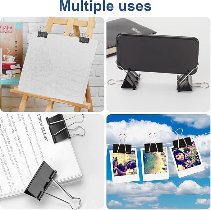 60 Pack Large Binder Clips 1.6 Inch, Binder Clips Large Size, Big Paper Clamps - Image 6