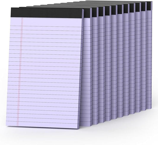 360 Sheets Purple Note Pads 5" x 8" Pack of 12 Small Legal Pads College Ruled by Nichela