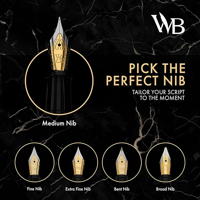 Wordsworth & Black Fountain Pen Set, Medium Nib, Includes 24 Ink Cartridges and - Image 4