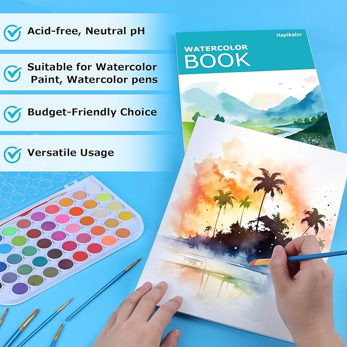 Hapikalor 4-Pack 9"x12"Watercolor Paper Pad, Bulk School Supplies - Image 3