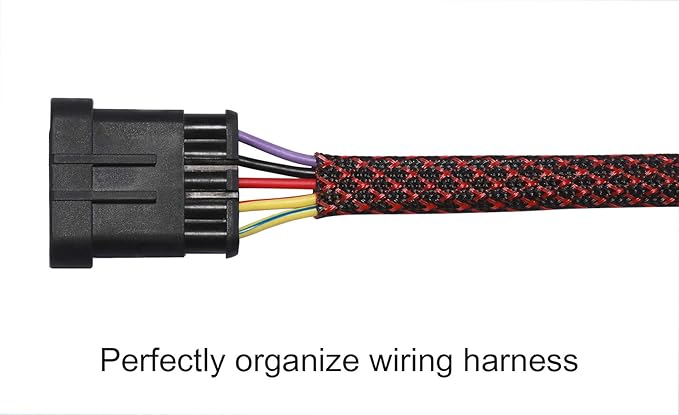 25ft - 1 inch PET Expandable Braided Sleeving – BlackRed – Alex Tech Braided - Image 3