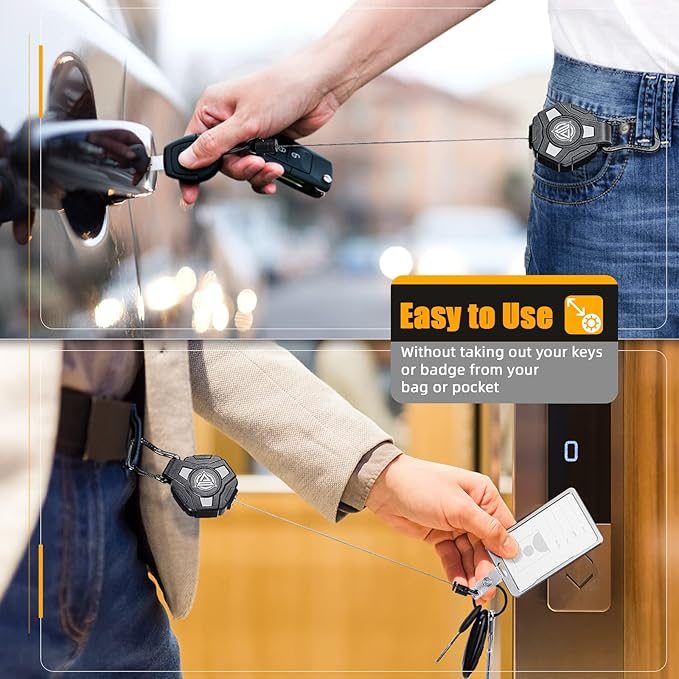 4 Pack Retractable Keychain Heavy Duty, Badge Reels Retractable, Tactical ID - Image 4