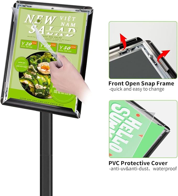 INNOVSIGN Heavy Duty Adjustable Pedestal Poster Sign Stand, 8.5x11 Aluminum - Image 5